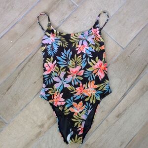 Floral Black One Piece Swimsuit